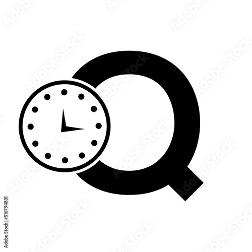 Letter Q Clock Logo Design Vector Template
