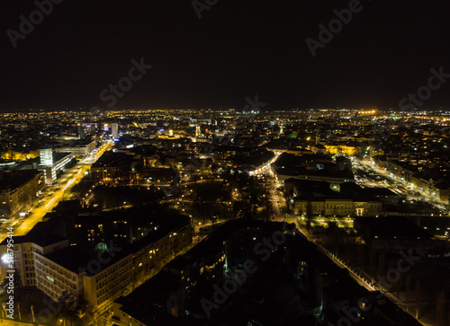 The capital of Vojvodina, Novi sad at night. Aerial photography.