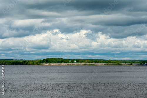 beautiful Christian monastery on the banks of the river