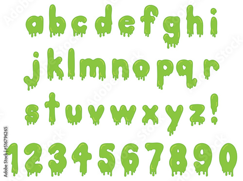 Dripping Slime Toxic Lowercase Alphabet Letter and Number Clipart Set