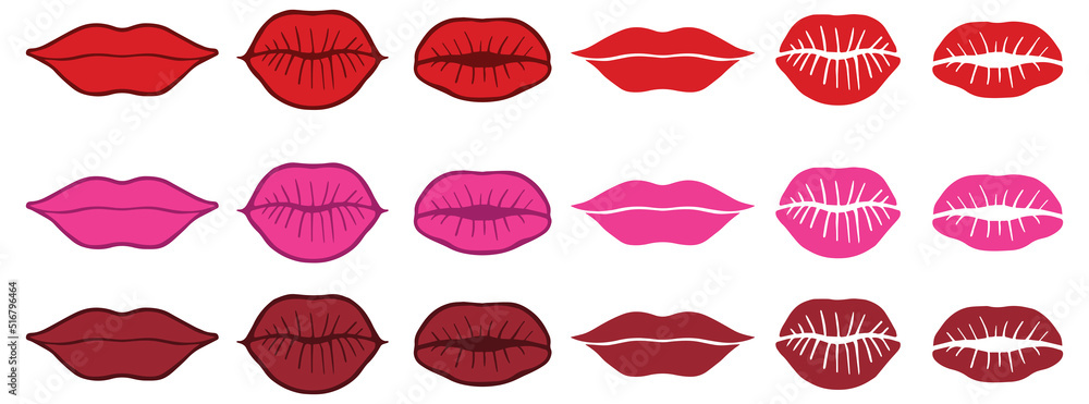 Lip Print & Kiss Clipart Set - Red, Pink and Dark Red Colors Lip Print & Kiss Clipart Set - Red, Pink and Dark Red Colors
