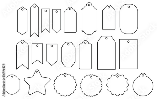 Gift Tag Label Templates Clipart Set - Outlines with Holes