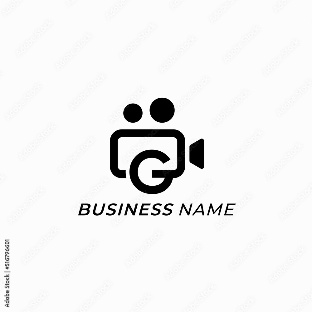 design logo combine letter G and video camera