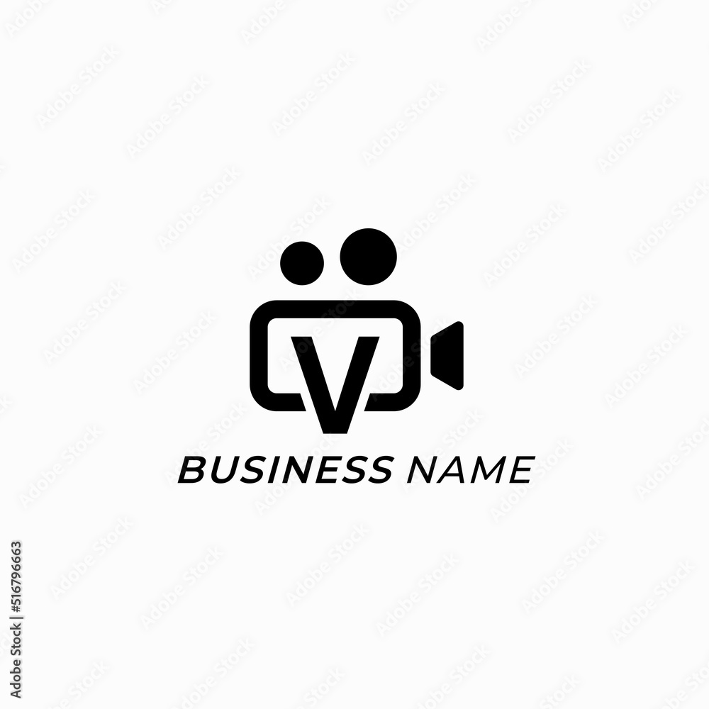 design logo combine letter V and camera video design logo combine letter V and camera video