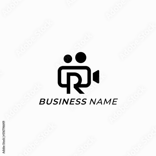design logo combine letter R and video camera