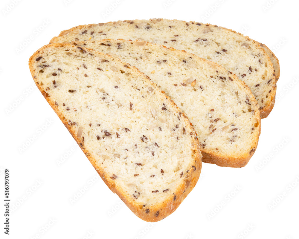 Whole wheat bread slices homemade baked isolated on the white product Whole wheat bread slices homemade baked isolated on the white product