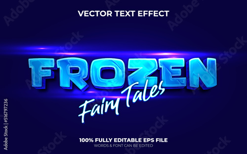 Editable 3D Vector Frozen Fairy Tales Text Effect with Blue Ice Color