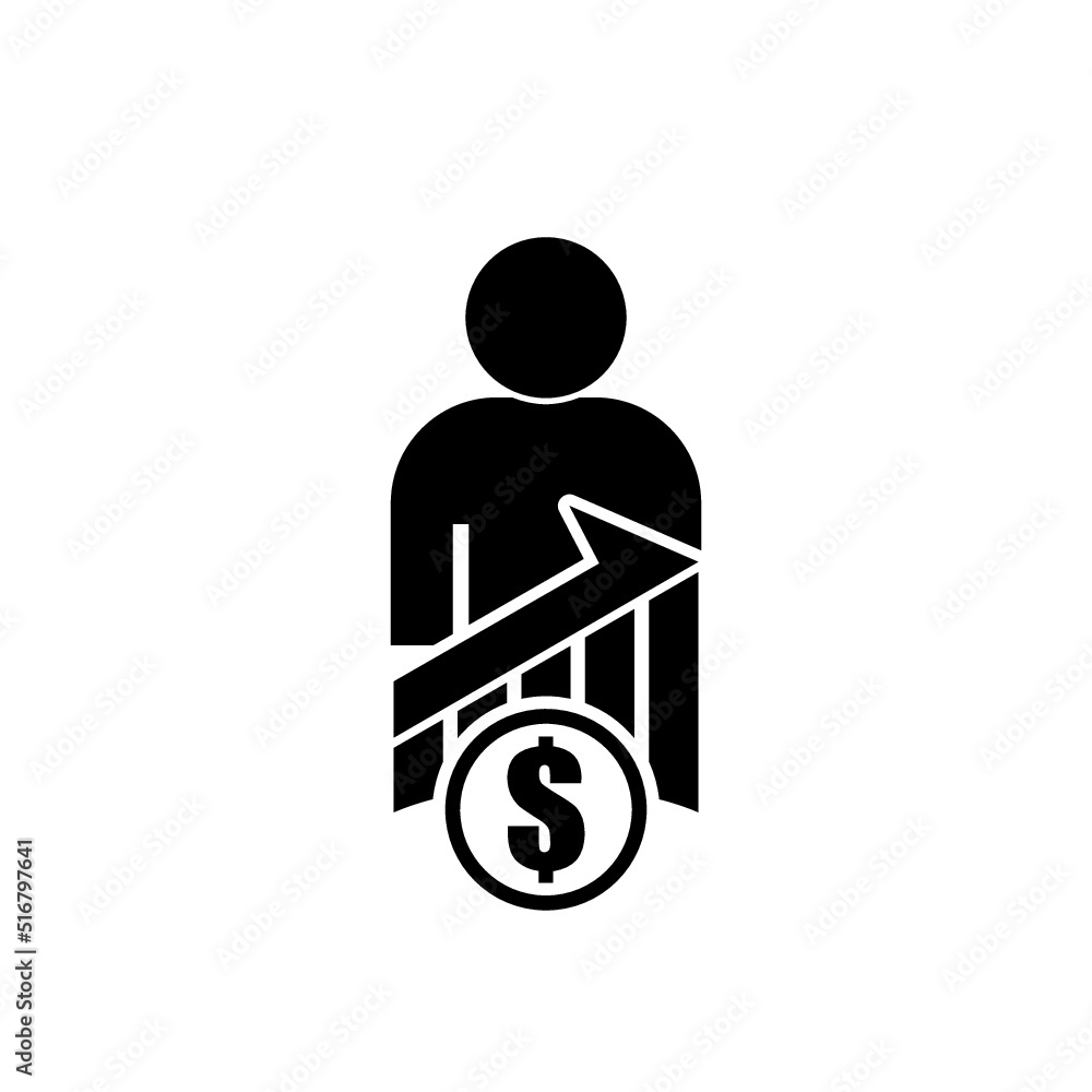 Employee salary increase icon isolated on white background Employee salary increase icon isolated on white background