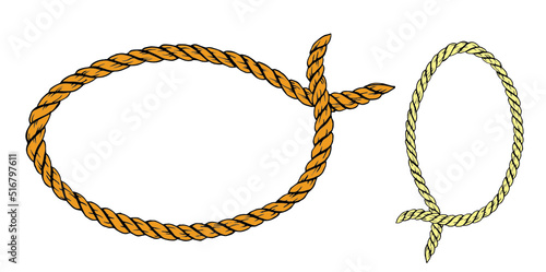 Oval rope frame illustration. Hand drawn vector text or picture decoration.