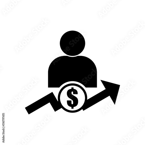 Employee salary increase icon isolated on white background