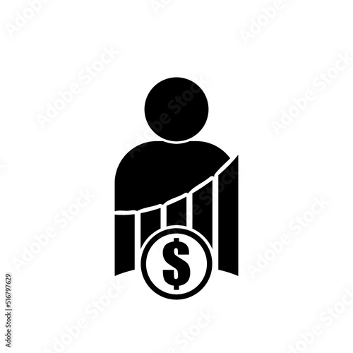 Employee salary increase icon isolated on white background