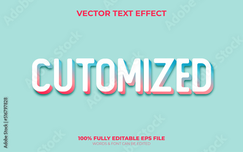 Editable 3d Vector Long Shadow Cute Text Effect with Soft blue pink and green colors
