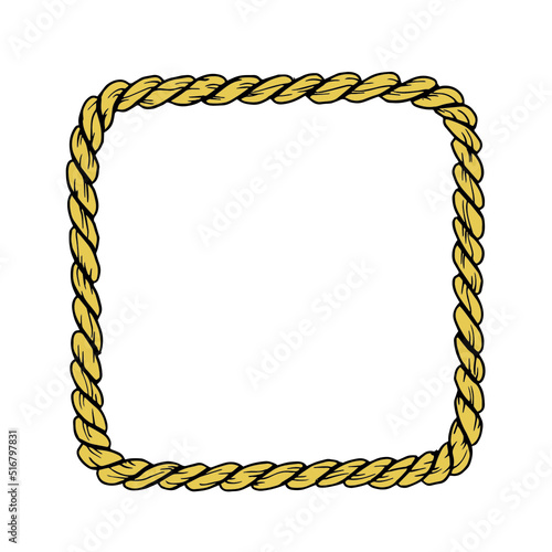 Square rope frame. Rope vector border decoration.