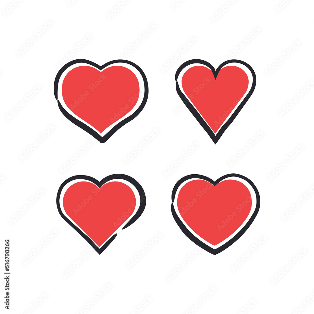 Hand drawn heart icons. Heart doodle collection for valentine's day. Wedding and love decoration elements. Hand drawn heart icons. Heart doodle collection for valentine's day. Wedding and love decoration elements.