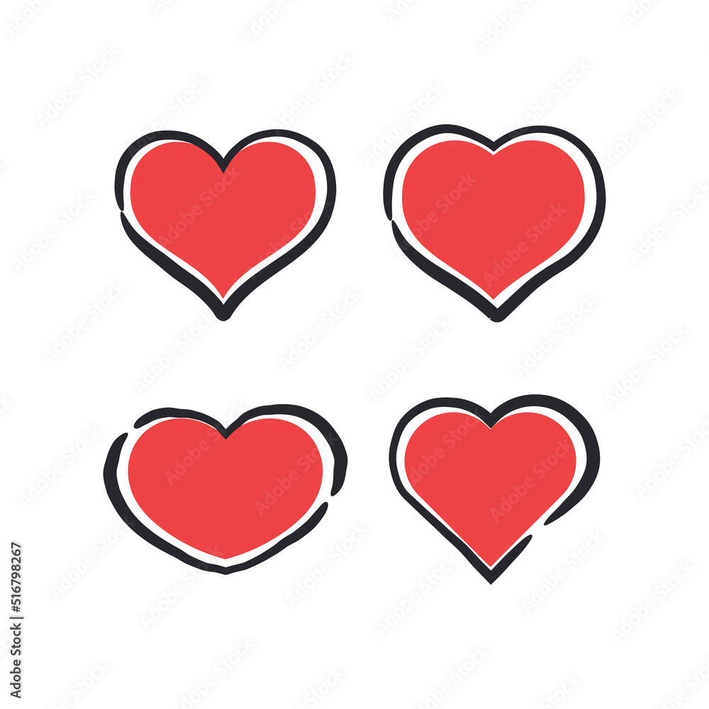 Hand drawn heart icons. Heart doodle collection for valentine's day. Wedding and love decoration elements. Hand drawn heart icons. Heart doodle collection for valentine's day. Wedding and love decoration elements.