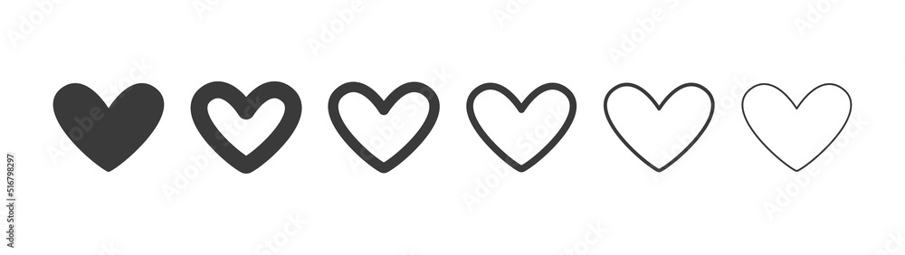 Heart icons. Set of heart pictogram. Valentine's day and love symbol. Heart icons. Set of heart pictogram. Valentine's day and love symbol.
