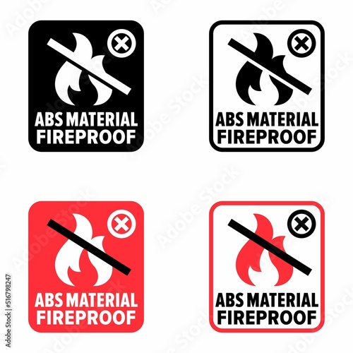 "ABS Material Fireproof" vector information sign