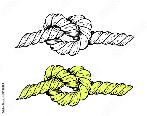 Rope knot vector illustration. Knot ink hand drawing.