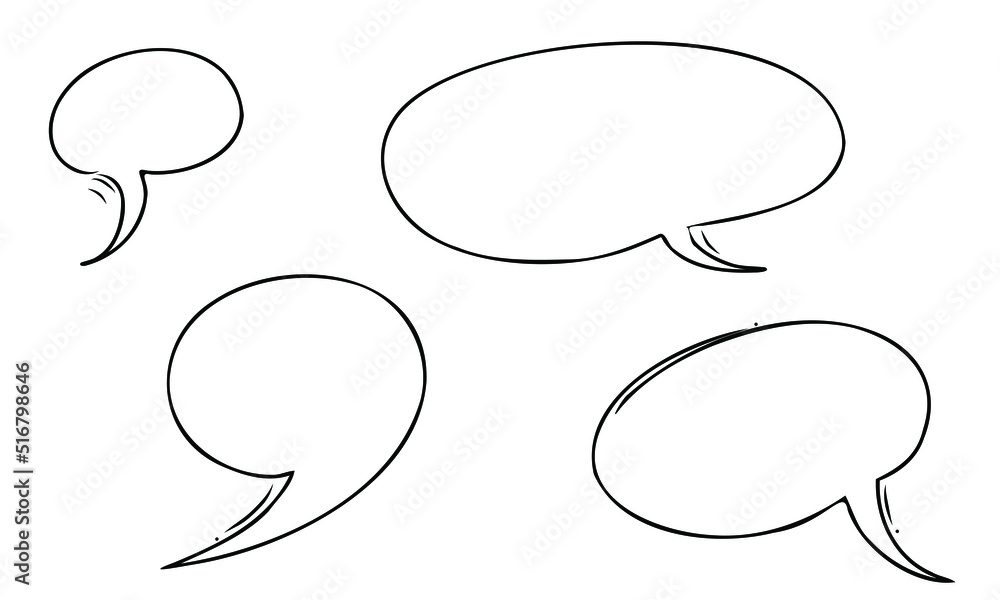 Hand drawn set of speech bubbles, digitally created on a tablet. Vector illustration. Hand drawn set of speech bubbles, digitally created on a tablet. Vector illustration.