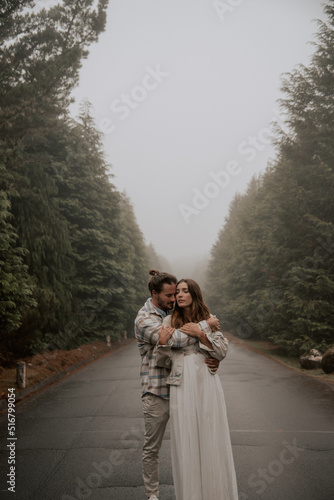 couple in love on Madeira mountains Portugal 