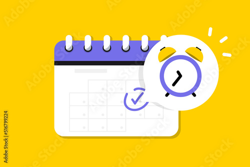 Reminder in calendar. Calendar deadline, event notification push message. Alert for business planning, events, reminder, daily schedule, appointment, important date. Notice of important schedule date