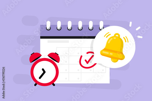Reminder in calendar. Calendar deadline, event notification push message. Alert for business planning, events, reminder, daily schedule, appointment, important date. Notice of important schedule date photo