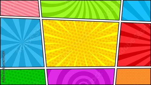 Colorful comic cartoon scene background