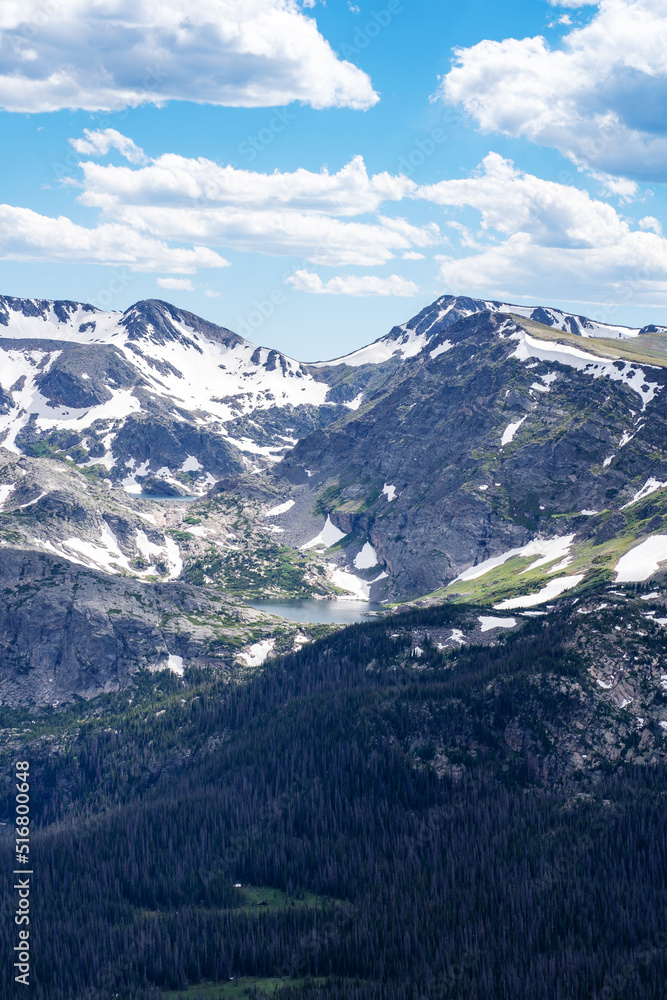 Obraz premium The view of Rocky Mountain National Park from one of the scenic spots at a high elevation.