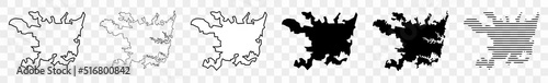 Sydney Map Black | Australian Town Border | Australia City | Transparent Isolated | Variations