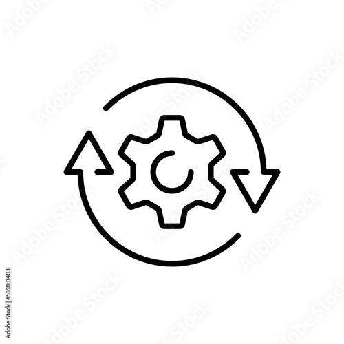 Workflow icon in flat style. Gear effective vector illustration on white isolated background. Process organization business concept