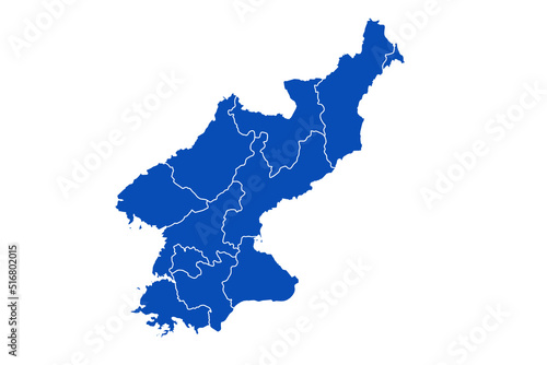 North Korea Map blue Color on White Backgound