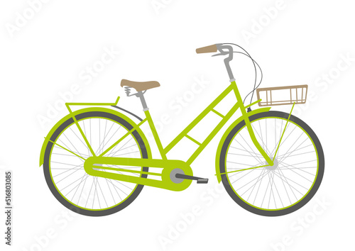 Green bicycle isolated on white