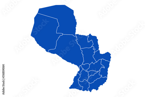 Paraguay Map blue Color on White Backgound