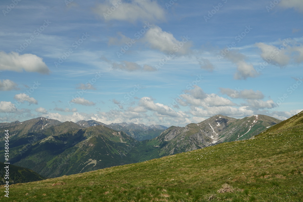 view of the peaks in the high mountains