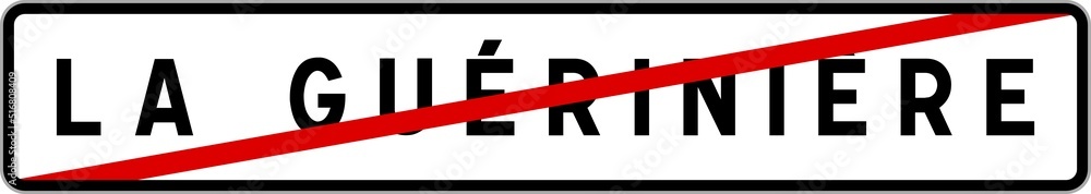 Fototapeta premium Panneau sortie ville agglomération La Guérinière / Town exit sign La Guérinière