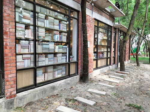Beautiful outdoor bookstore. Any Amount of Books bookshop in Chef table. A famous tourist area in Dhaka, Bangladesh photo