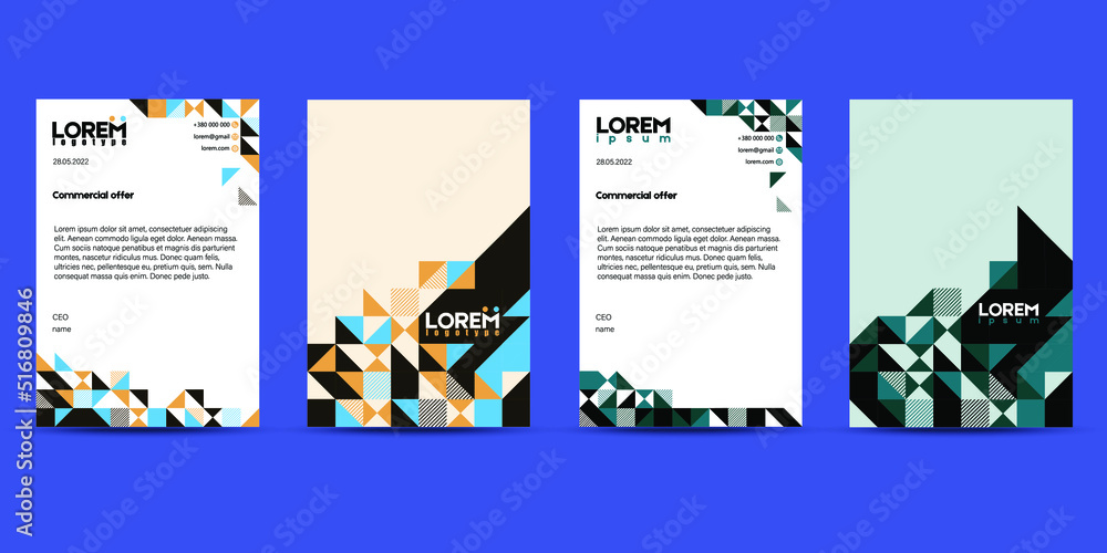 Colorful and Modern Business letterhead templates for your project, - vector.
A set of several options.