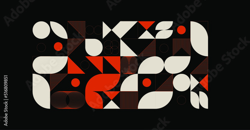 Universal trend background with geometric shapes and halftone textures. Minimalistic geometric pattern in Scandinavian style. Design elements for Magazine, leaflet, billboard, sale, advertising.