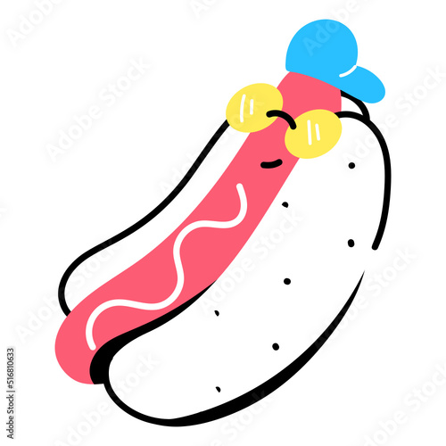 Independence food, amazing sticker of hot dog 