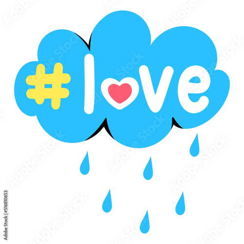 Beautifully designed sticker of raining 