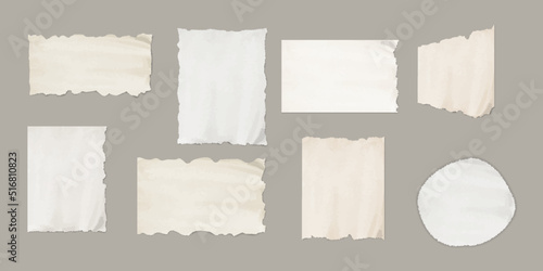 Torn paper, vintage sticker with design space vector set