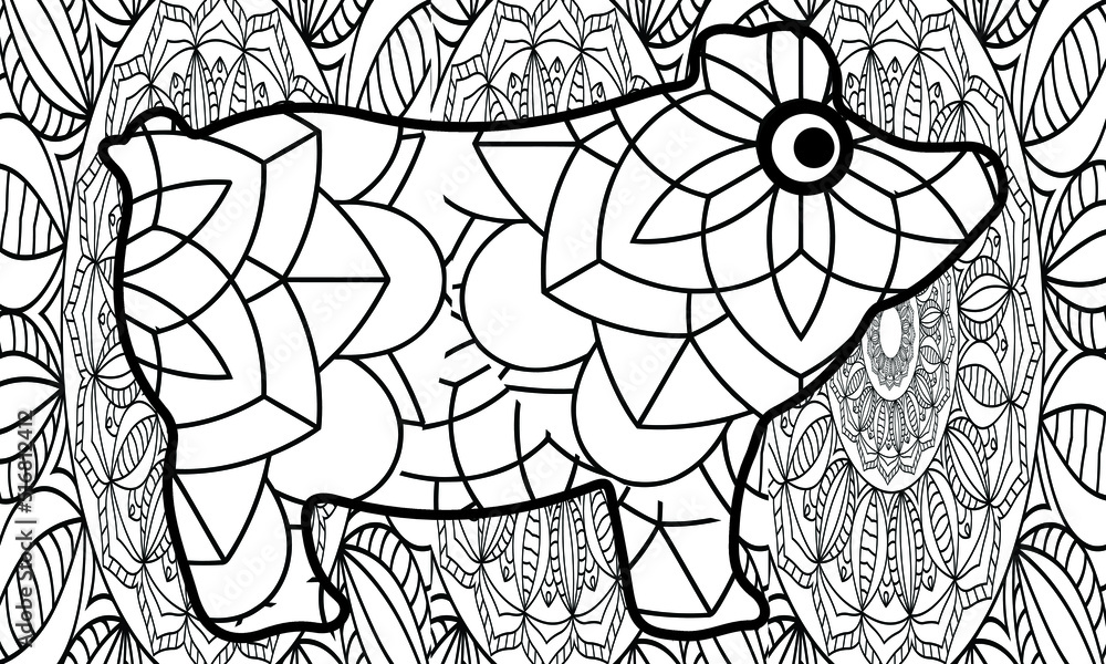 Coloring Pages. Coloring Book for adults. Cute Pig - 2022 Chinese New ...