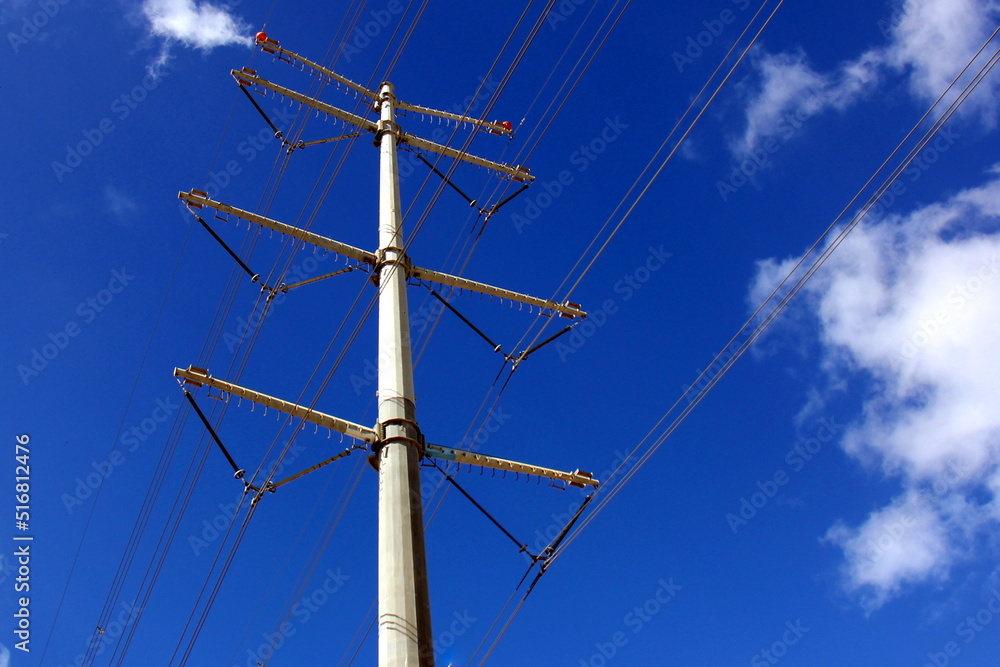 Electric pole and wires carrying current Electric pole and wires carrying current