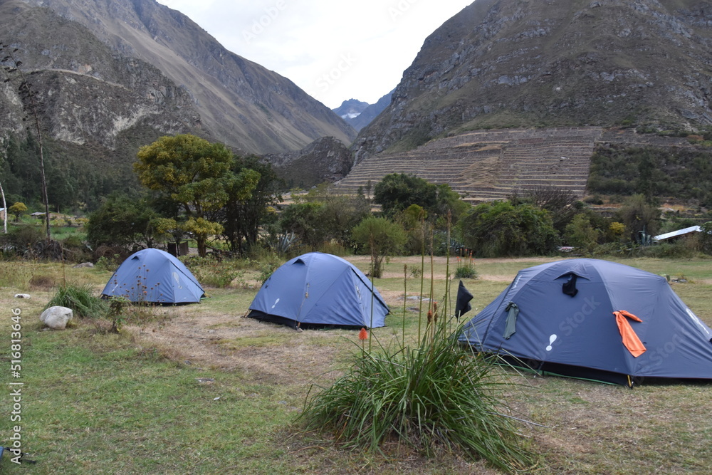 Our tents while Camping on the Inca Trail in the Andes Mountains of Peru