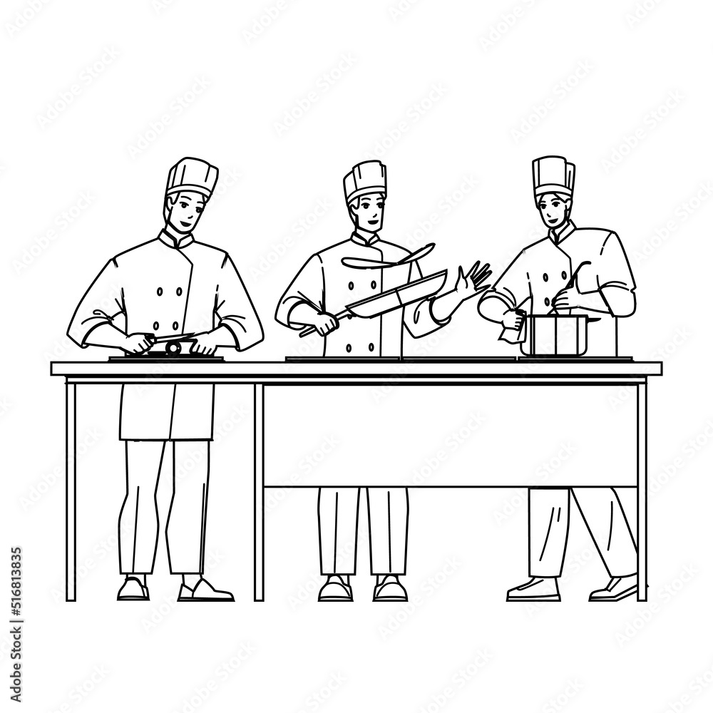 restaurant kitchen vector. professional food chef, hotel cook, culinary interior, modern oven