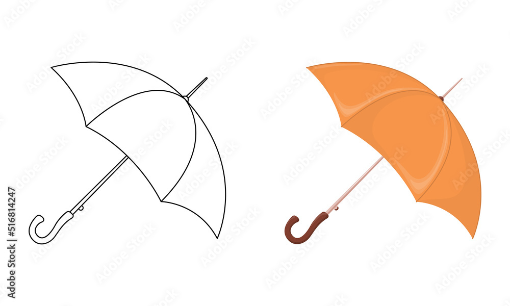 Set of vector Umbrella isolated on white background in line art flat ...