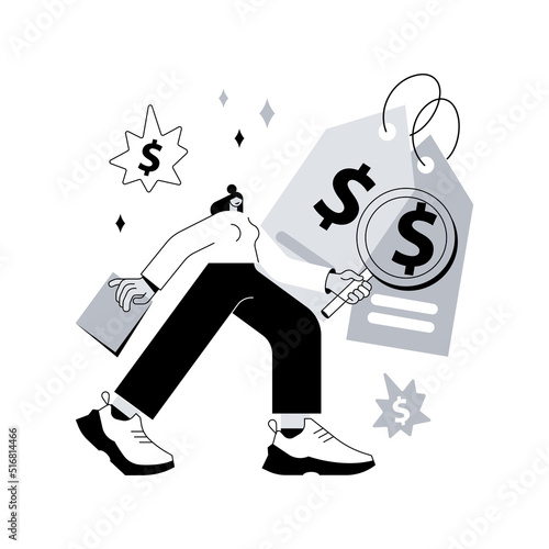 Pricing abstract concept vector illustration. Product price, service pricing, online shop, e-commerce, know prices, subscription plan, website page, UI element, interface design abstract metaphor.