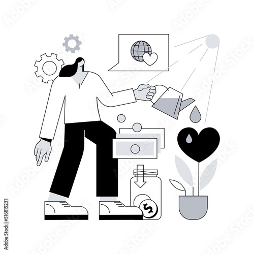 Philanthropy abstract concept vector illustration. Private initiative, generosity, donation fund, monetary gift, financial support, solving public problem, social philanthropy abstract metaphor.