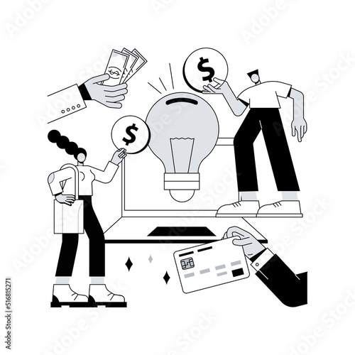 Crowdfunding abstract concept vector illustration. Crowdsourcing project, alternative financing, raise money in internet, fundraising platform, collect donations, business venture abstract metaphor.