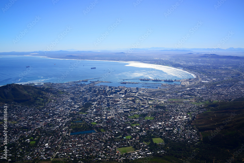 The city of Cape Town, South Africa. Viewed from the top of Table Mountain